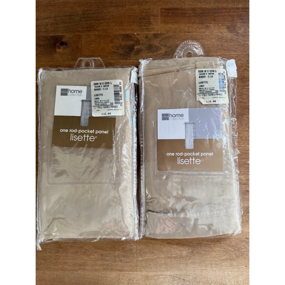 JCPenney Home Collection Pair of NEW Rod Pocket‎ Panel Lisette Linen 60x63